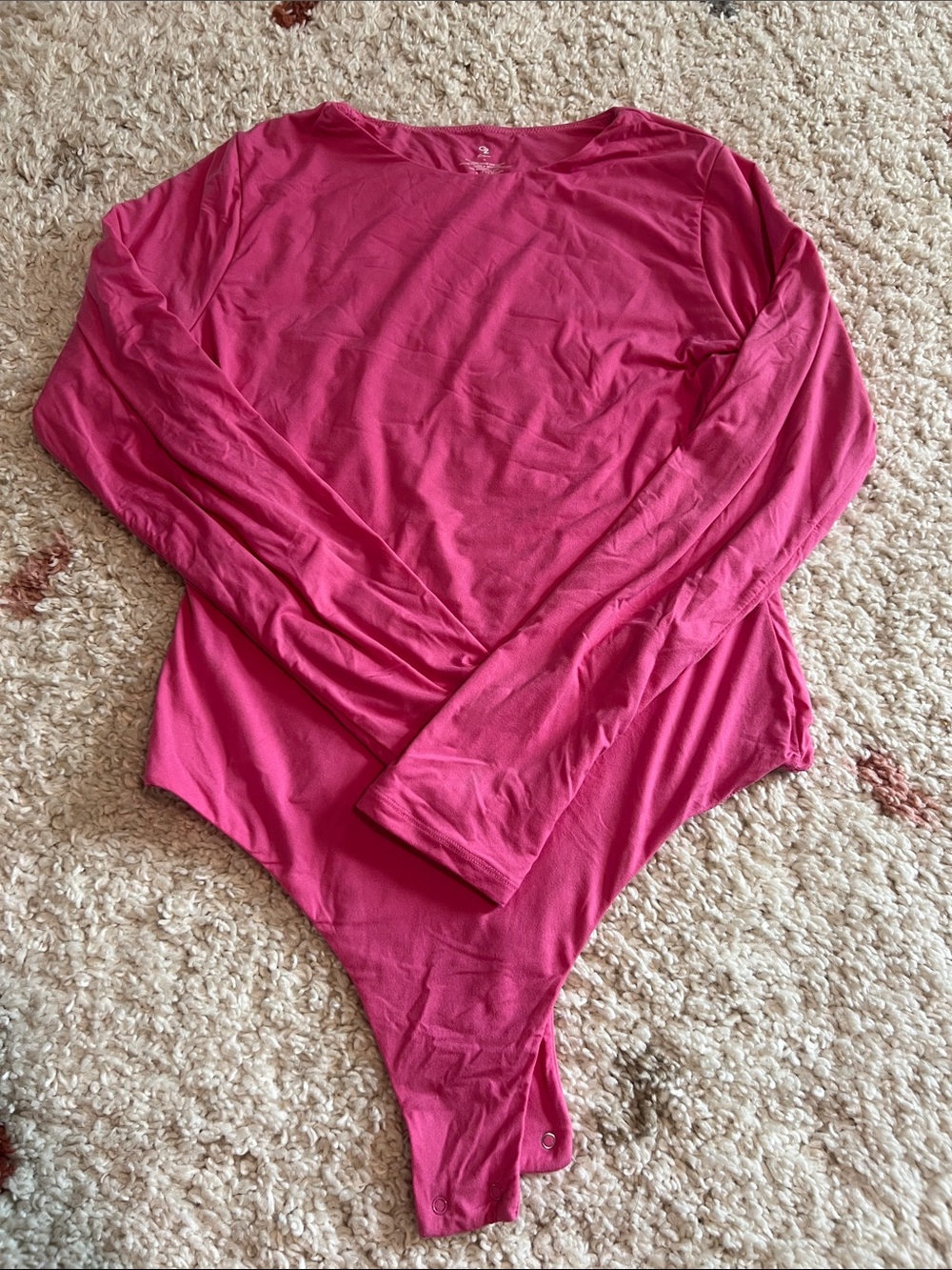 Long Sleeve Snap-Button Bodysuit - Fuchsia Pink